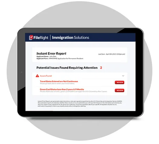 Screenshot of FileRight.com's site displaying and Instead Error Report