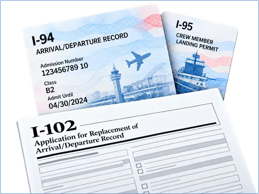 Form I-102 application to replace an I-94 or I-95 arrival/departure record