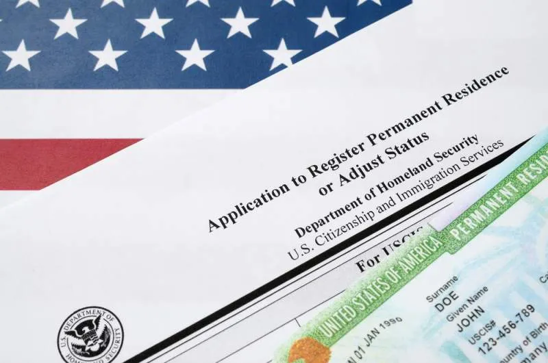 blank form I-485 application to register permanent residence adjust status