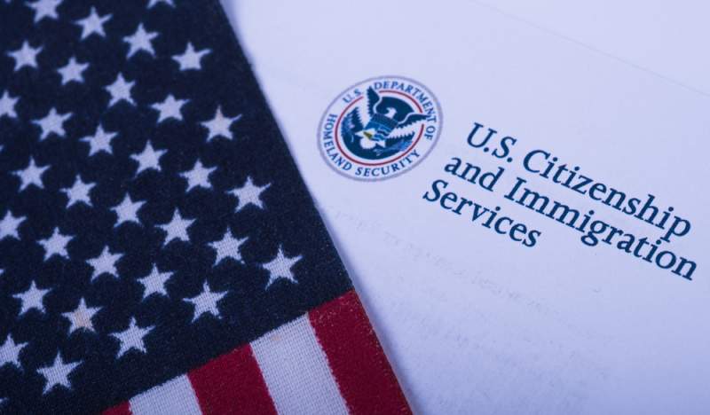 uscis document with american flag