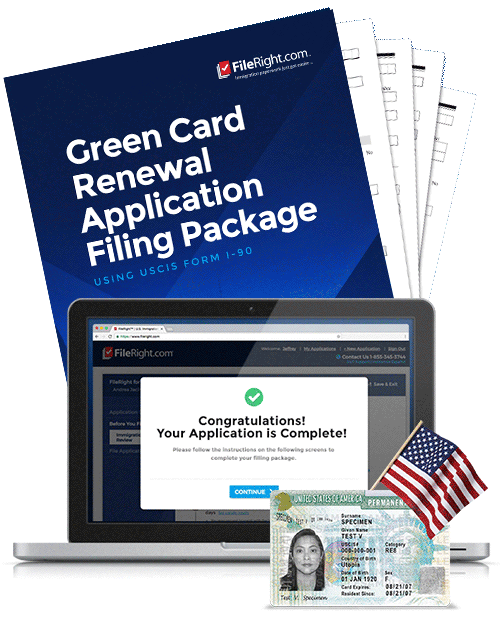 filing-package-and-online-application-beside-u.s.-green-card
