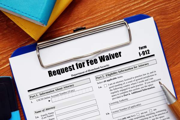 form i-912 on clipboard