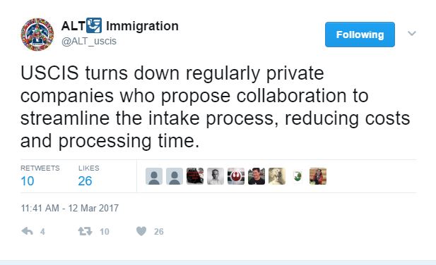 USCIS tweeted as turns down the private companies
