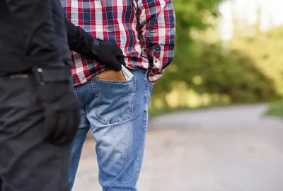 thief-wearing-black-clothes-pickpocketing-wallet-in-daytime thief-wearing-black-clothes-pickpocketing-wallet-in-daytime